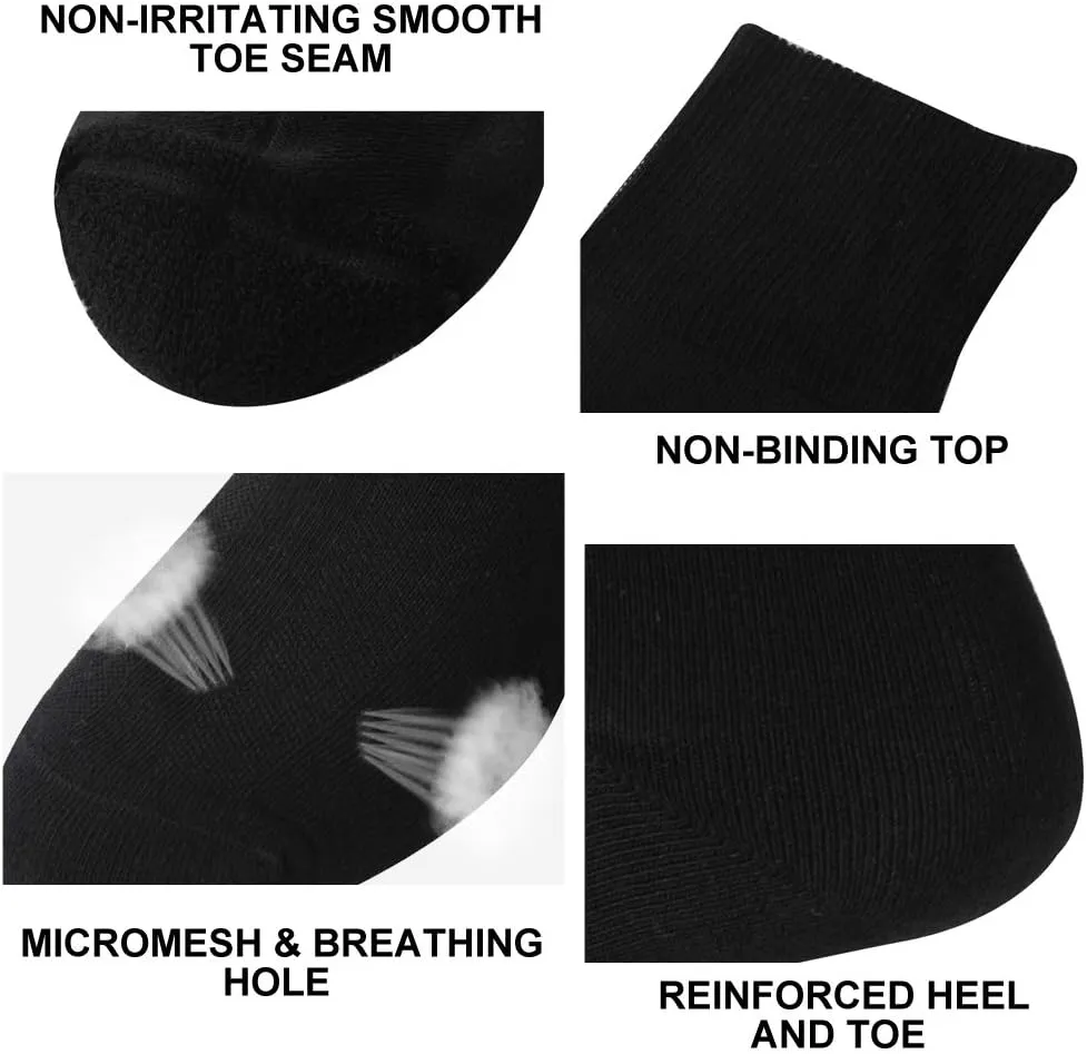 Facool Crew Diabetic Socks, Men Moisture Wicking No Blister Anti Skid Cotton Cushioned Seamless Toe Non Binding Loose Soft Neuropathy Diabetes Socks, 6 Pairs Black X-Large