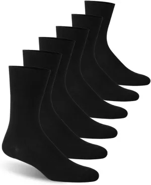 Facool Crew Diabetic Socks, Men Moisture Wicking No Blister Anti Skid Cotton Cushioned Seamless Toe Non Binding Loose Soft Neuropathy Diabetes Socks, 6 Pairs Black X-Large