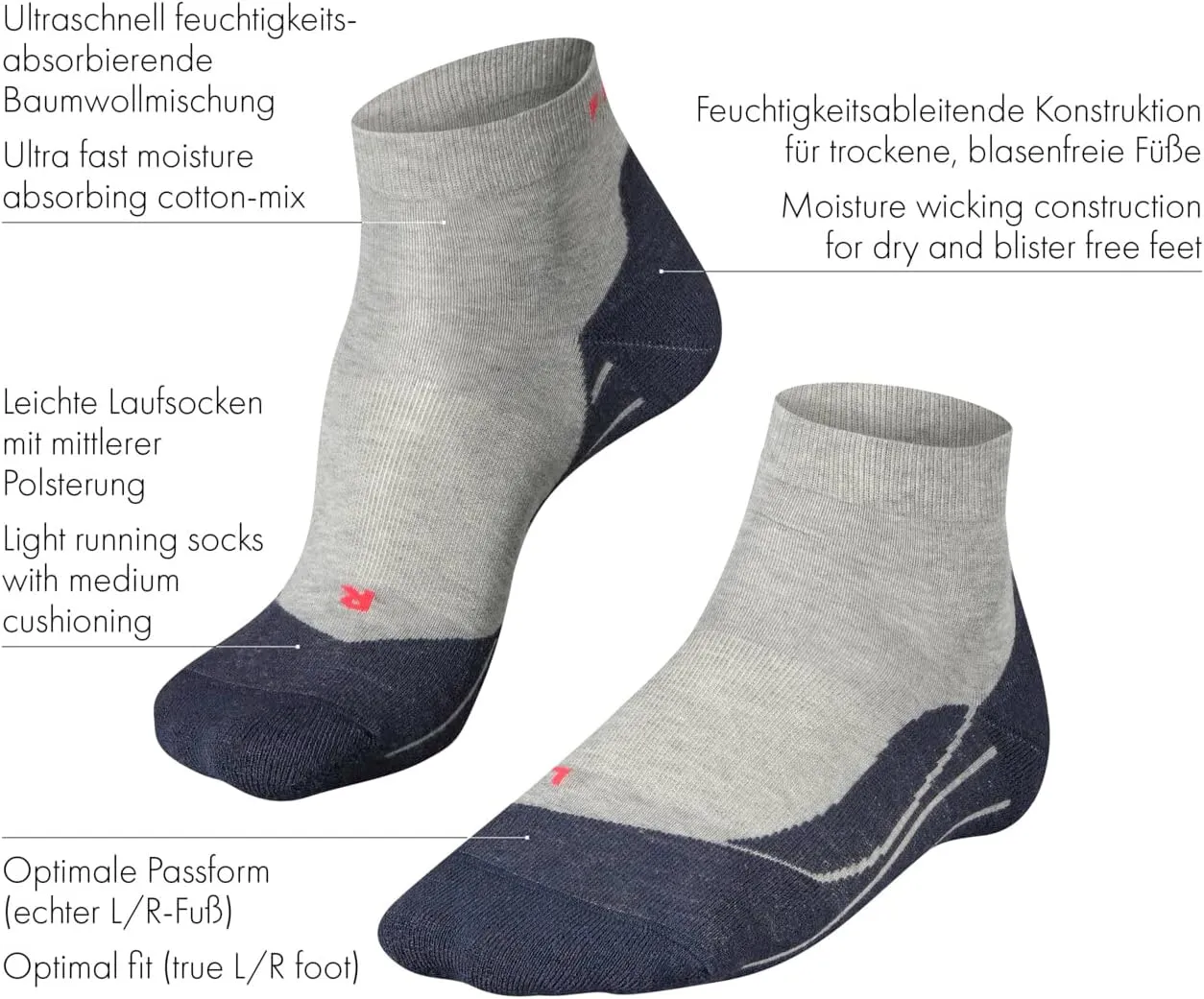 FALKE Men's RU4 Short Running Socks, Cotton, More Colors, 1 Pair