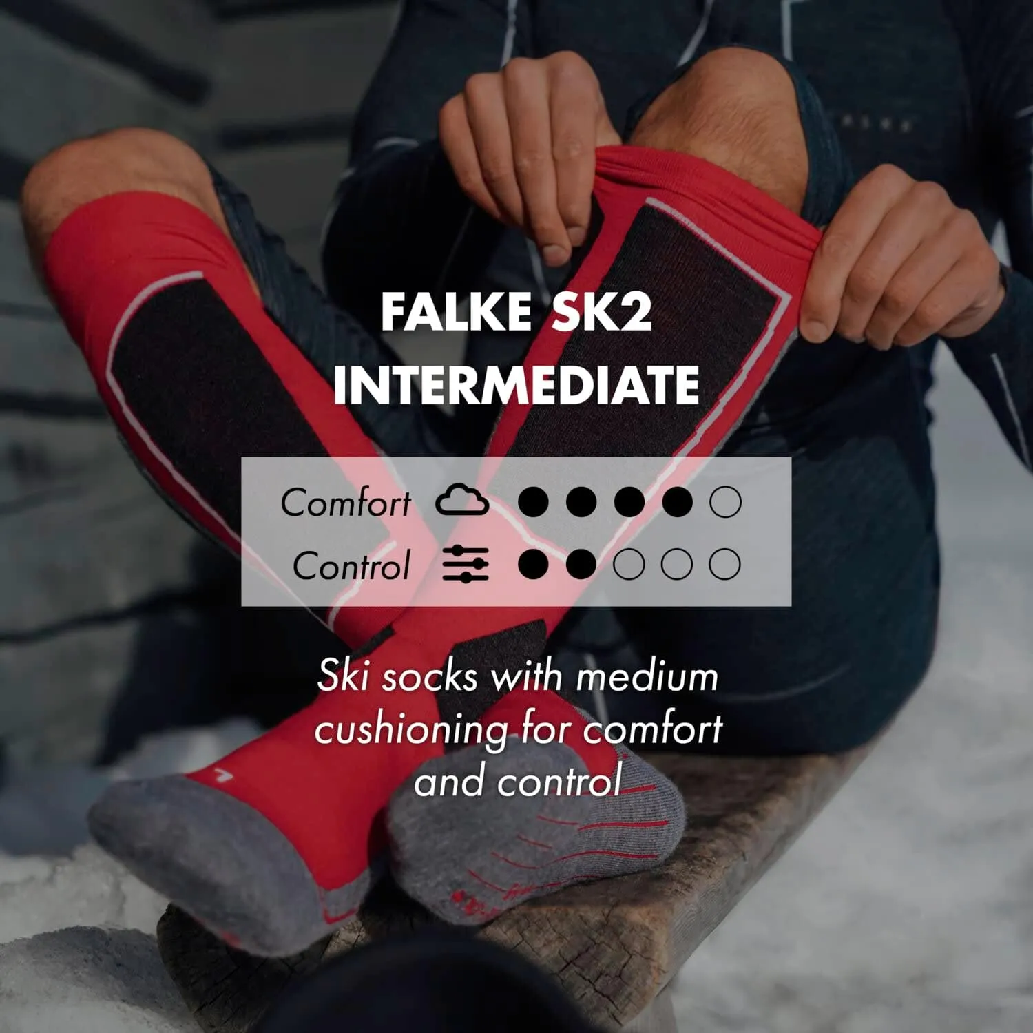 FALKE Women's SK2 Intermediate Ski Socks, Warming, Quick Dry Merino Wool, 1 Pair
