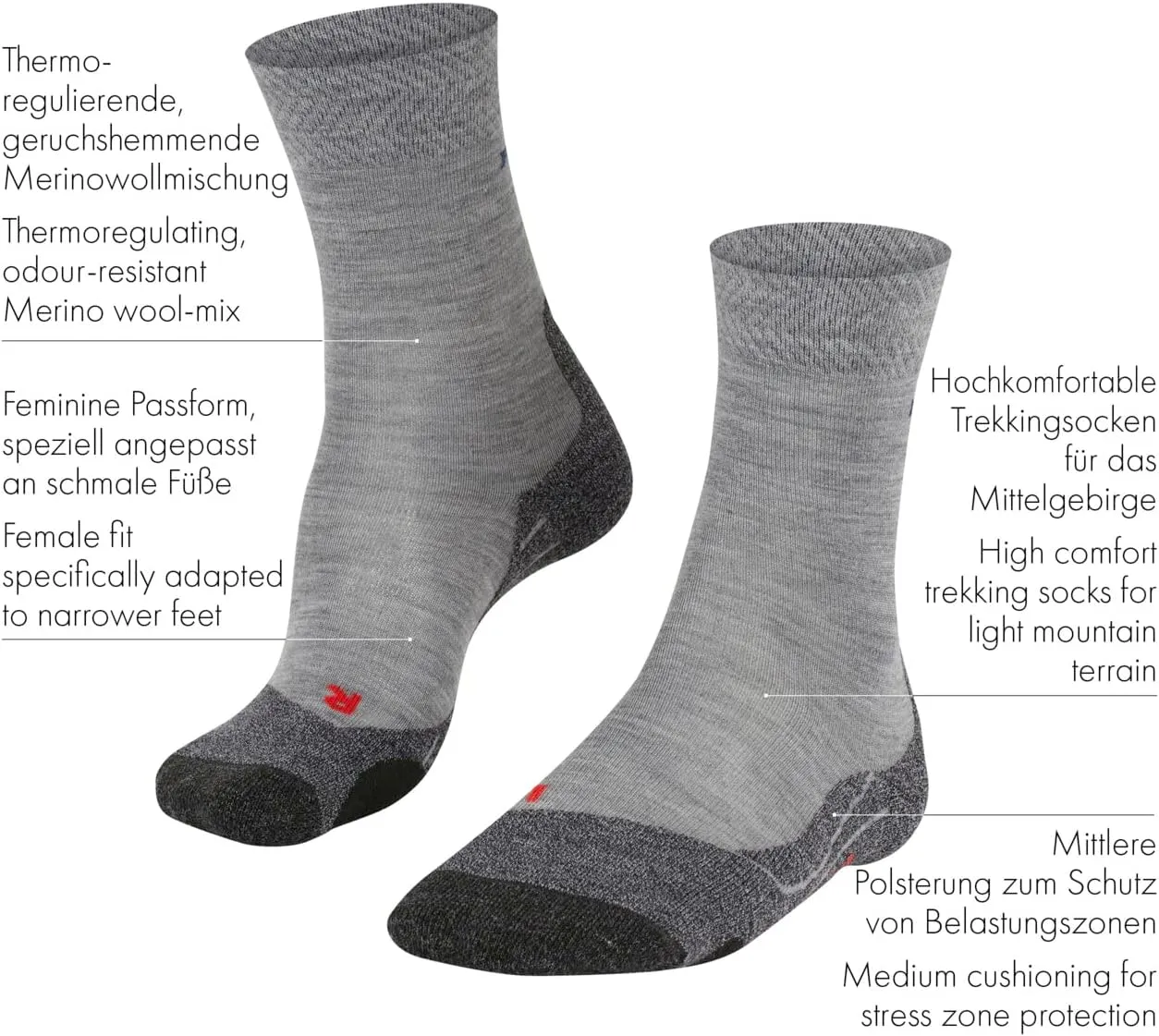 FALKE Women's TK2 Explore Melange Hiking Socks, 1 Pair