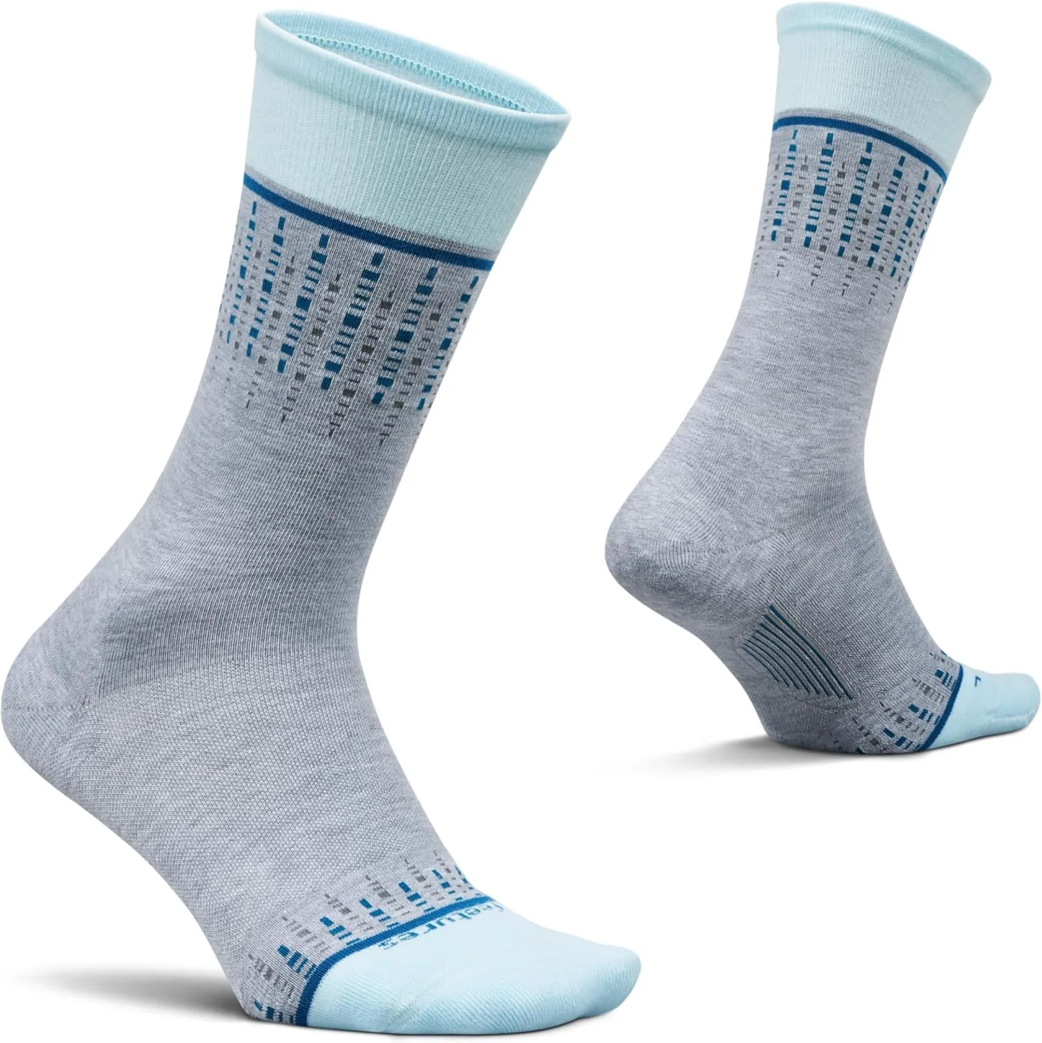 Feetures Everyday Max Cushion Crew Sock for Women - Moisture-Wicking Socks - Twinkle Light Gray, L (1 Pair)