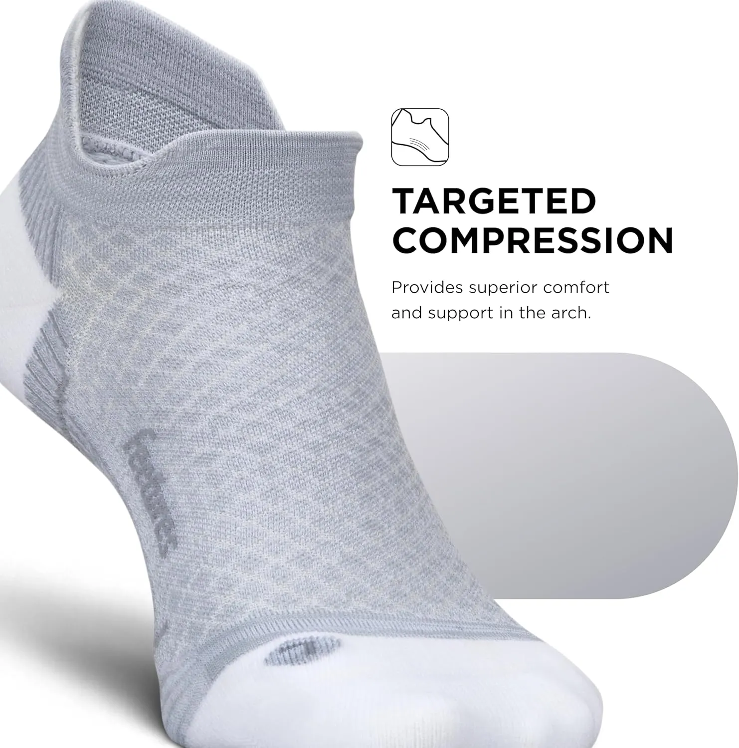 Feetures Plantar Fasciitis Relief Sock Light Cushion No Show Tab - Targeted Compression Sock for Women & Men