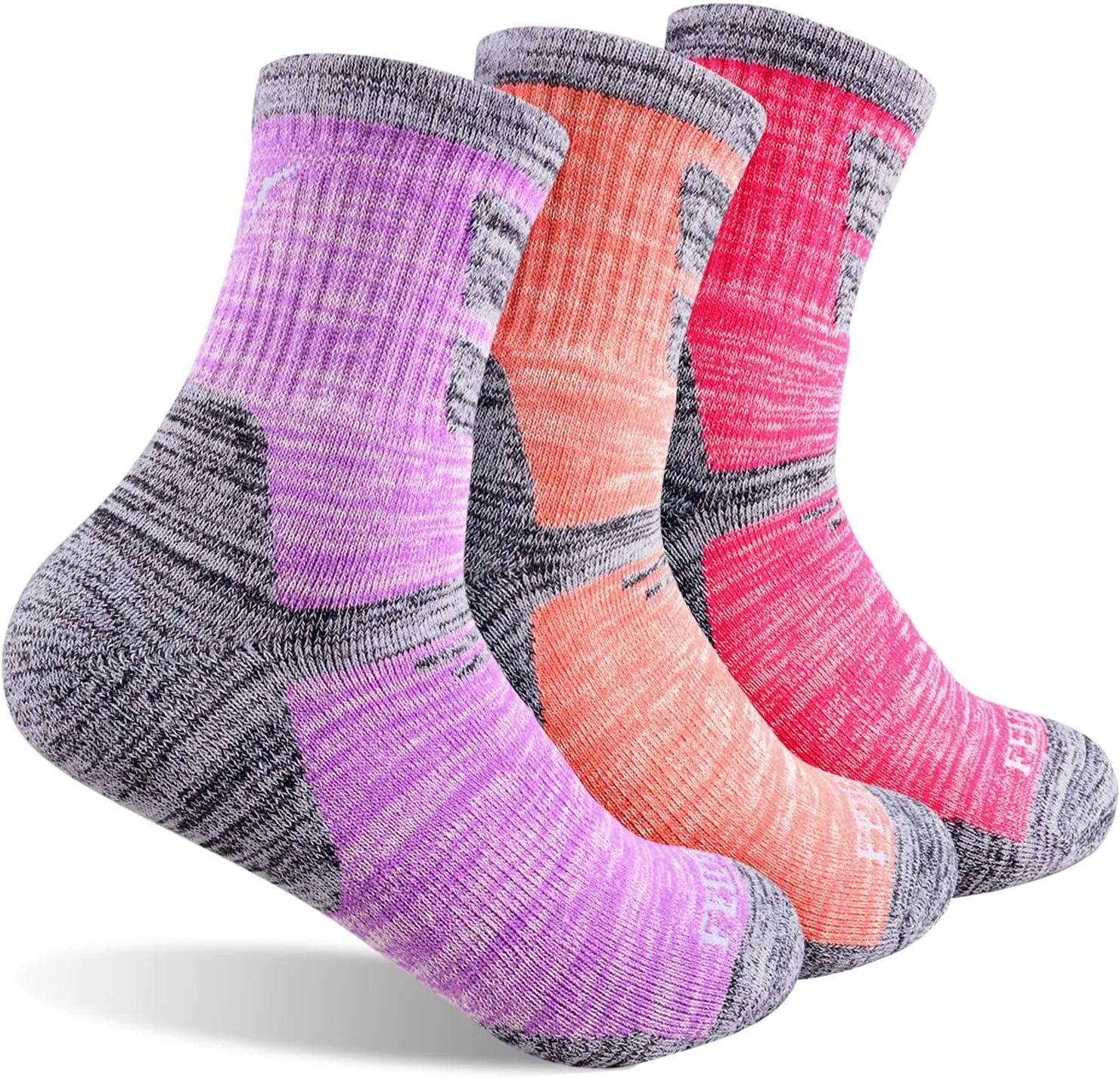 FEIDEER Hiking Walking Socks For Women, Multi-pack Outdoor Recreation Socks Moisture Wicking Crew Socks
