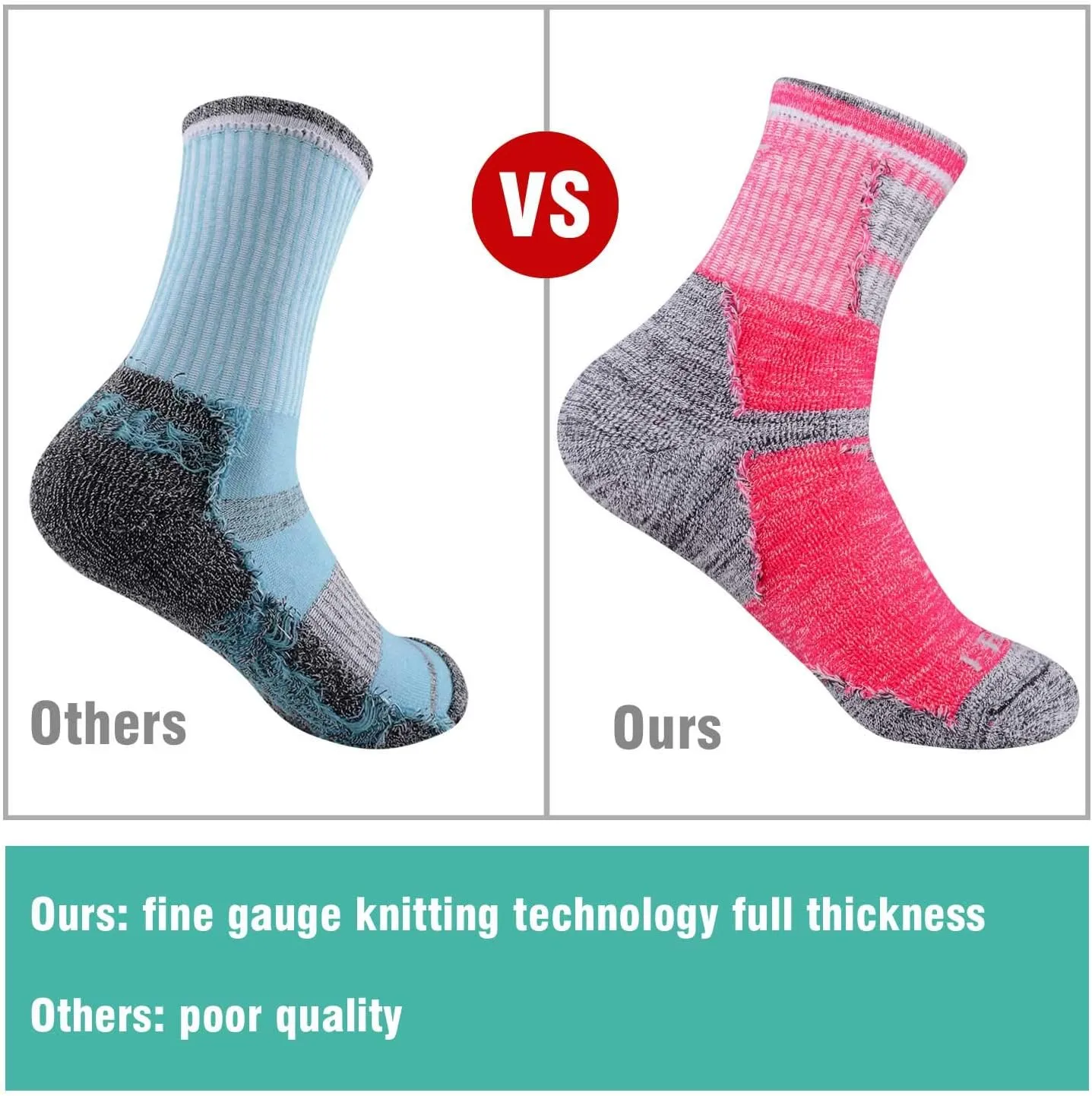 FEIDEER Hiking Walking Socks For Women, Multi-pack Outdoor Recreation Socks Moisture Wicking Crew Socks