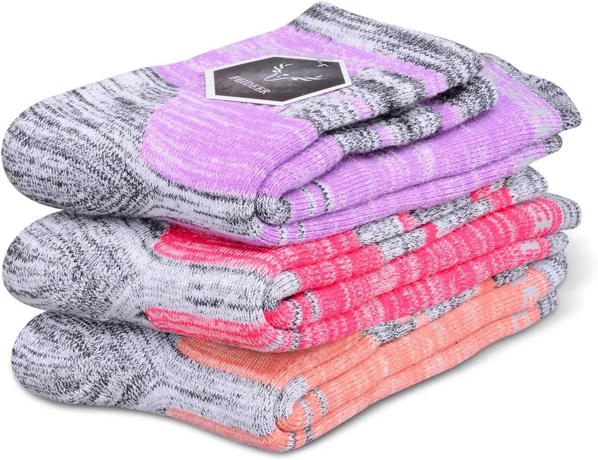 FEIDEER Hiking Walking Socks For Women, Multi-pack Outdoor Recreation Socks Moisture Wicking Crew Socks
