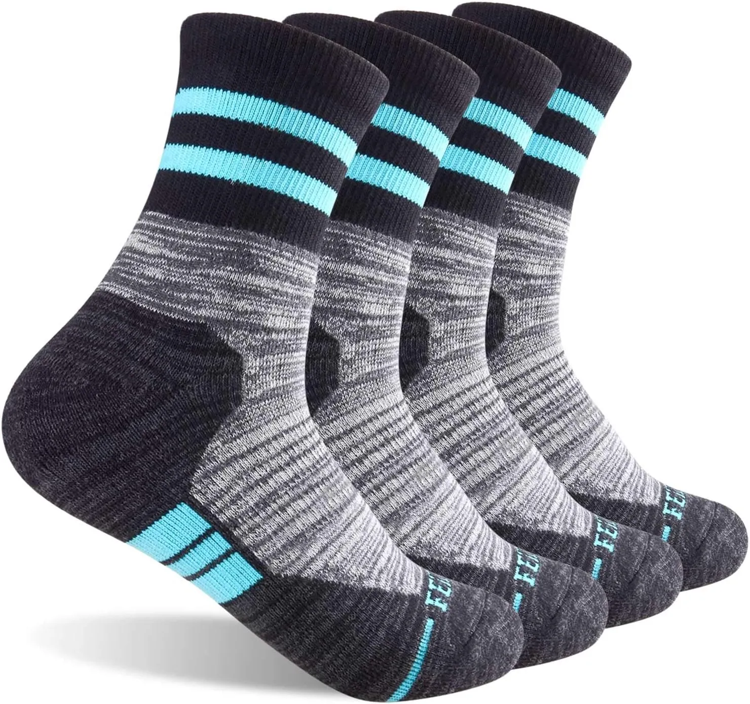 FEIDEER Women's Hiking Walking Socks, 4-Pack Outdoor Recreation Socks Wicking Cushion Crew Socks