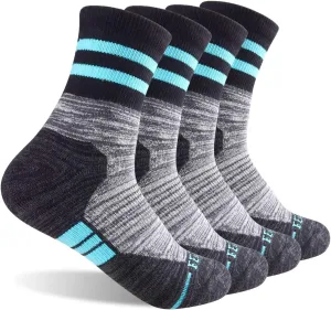 FEIDEER Women's Hiking Walking Socks, 4-Pack Outdoor Recreation Socks Wicking Cushion Crew Socks