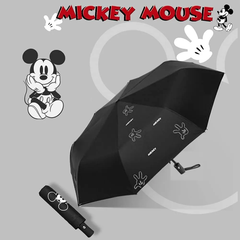 Finex Mickey Travel Compact Auto Folding Golf Umbrella with Auto Open Close One Button Handle & Wrist Strap