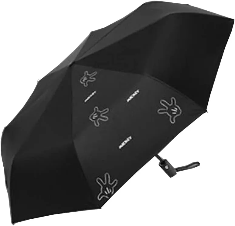 Finex Mickey Travel Compact Auto Folding Golf Umbrella with Auto Open Close One Button Handle & Wrist Strap