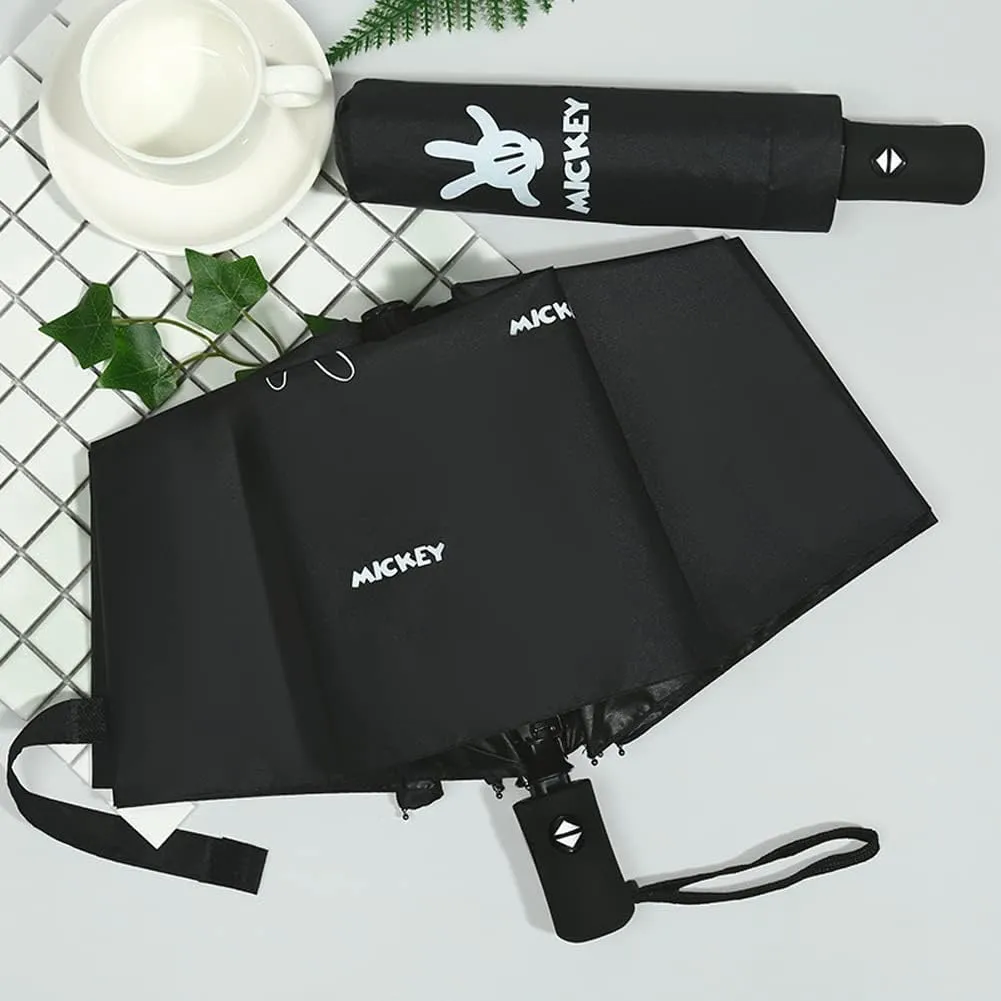 Finex Mickey Travel Compact Auto Folding Golf Umbrella with Auto Open Close One Button Handle & Wrist Strap