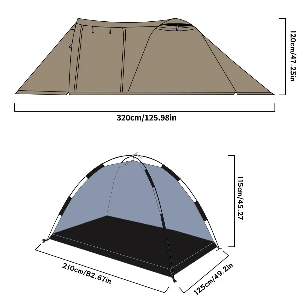 Fireproof 2-Person Hot Tent – Waterproof 4-Season Tent with Stove Jack & Snow Skirt for Camping, Hiking, and Hunting
