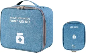 First Aid Bags Empty, Travel Medicine Bag, Medical Supplies Organizer Bag, Portable Kit for Traveling, Car, Home, Camping, Office, Hiking, Outdoor (Cationic Sky Blue)