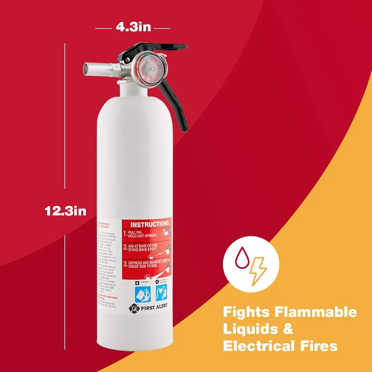 First Alert REC5 Recreation Fire Extinguisher, UL Rated 5-B:C, White, 1-Pack