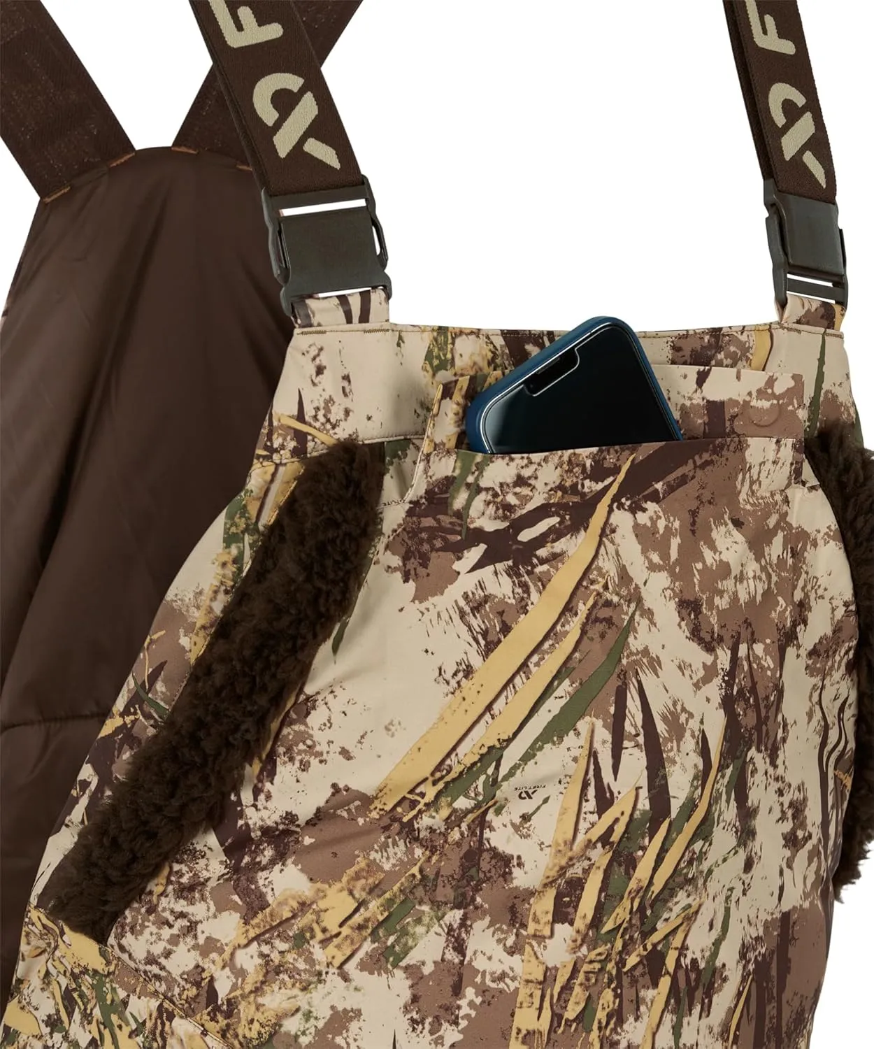First Lite Men's Refuge Bib Pant - Waterproof Windproof Insulated Camo Duck Hunting Bibs