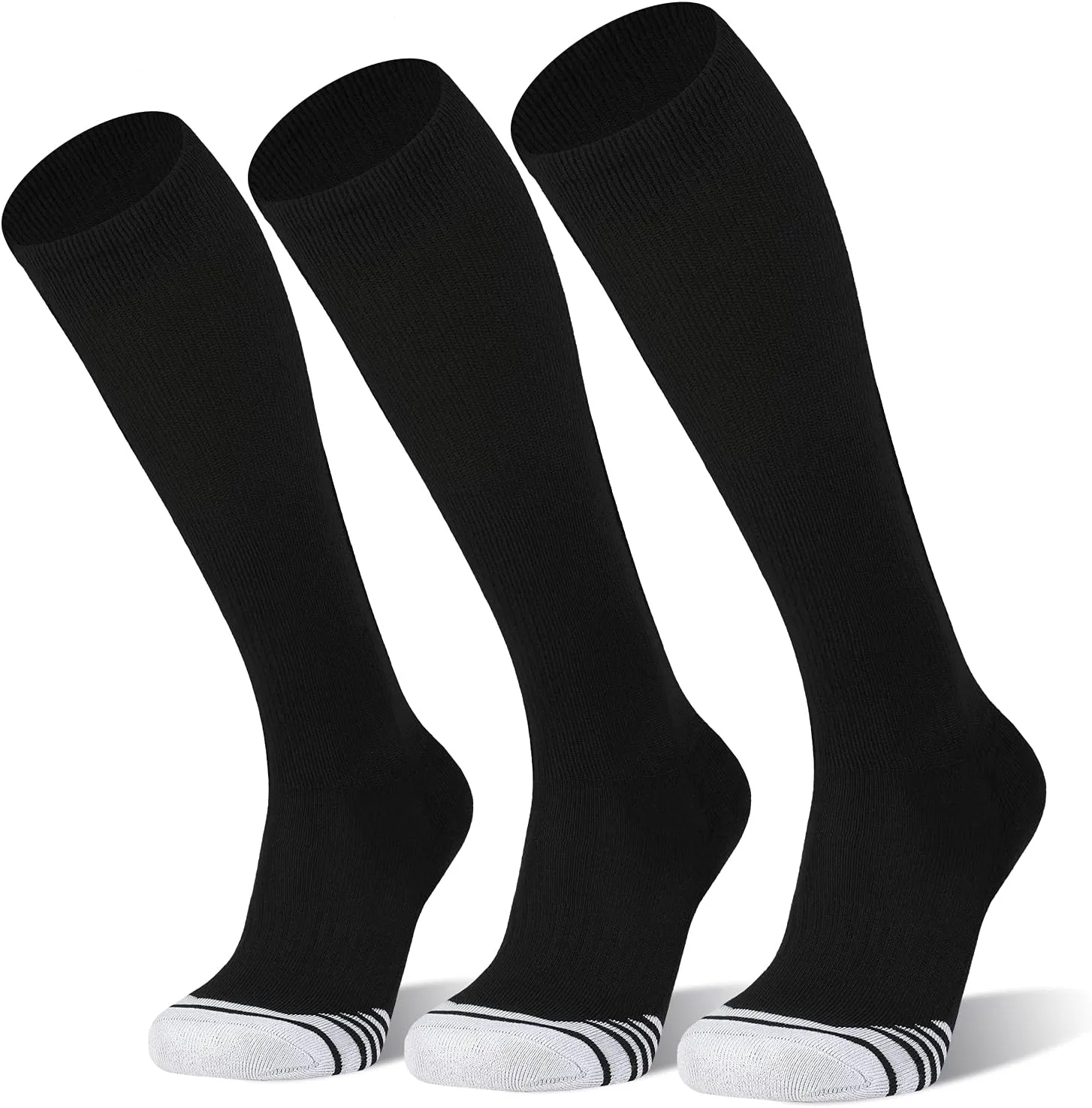 FITRELL 2/3 Pack Baseball Soccer Softball Socks for Kids Youth Men & Women Over-the-Calf Knee High Socks (Multiple Colors)