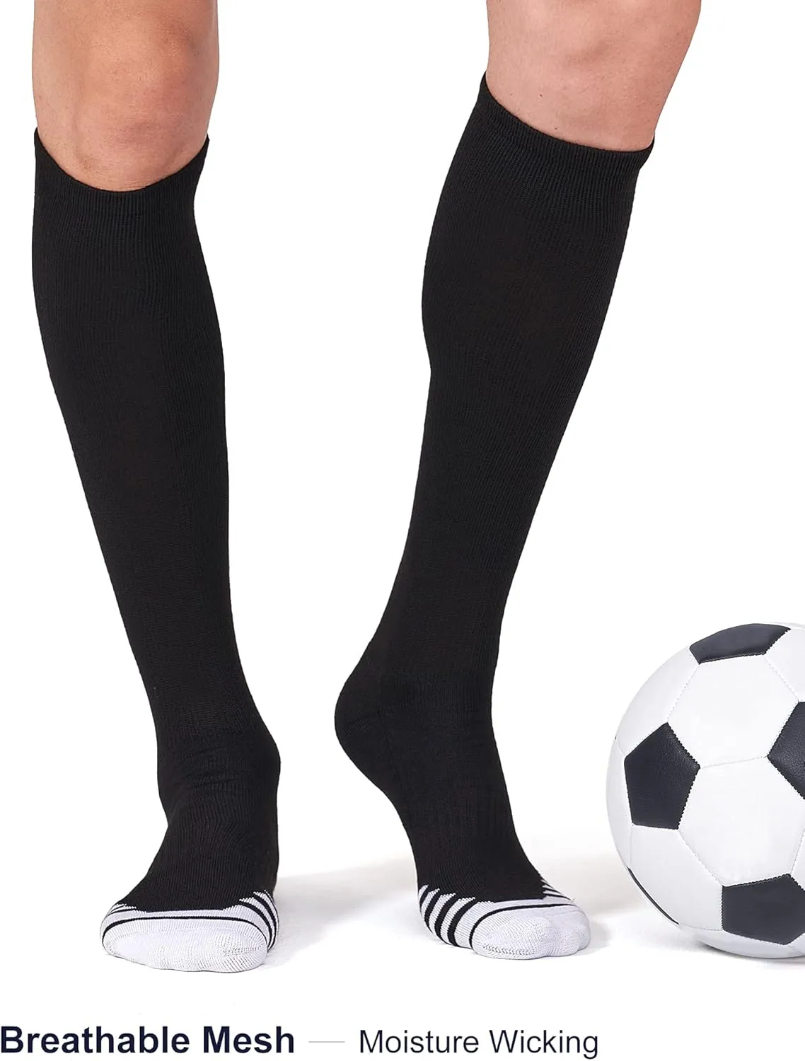 FITRELL 2/3 Pack Baseball Soccer Softball Socks for Kids Youth Men & Women Over-the-Calf Knee High Socks (Multiple Colors)