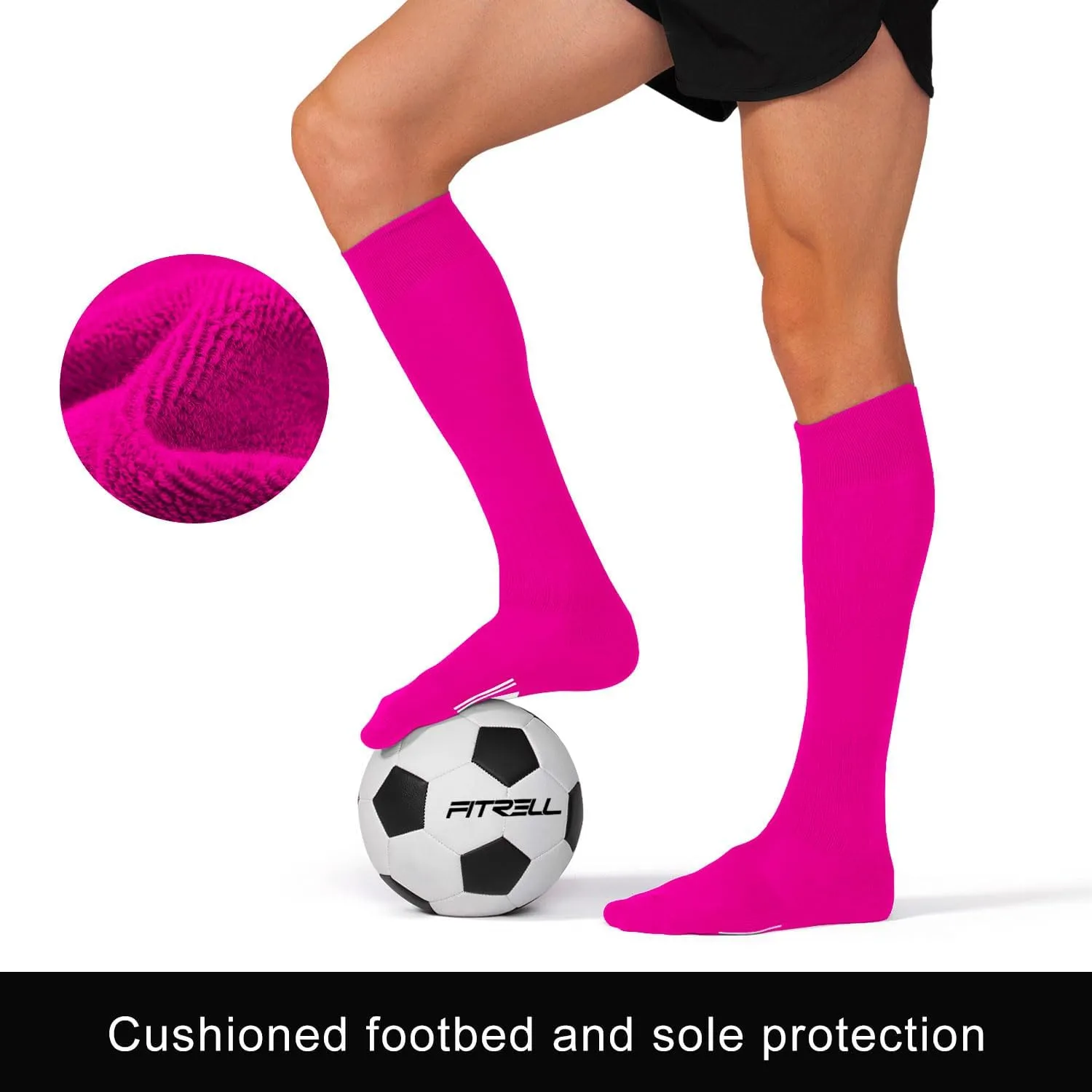 FITRELL 2/3 Pack Soccer Socks Baseball Softball For Youth Kids Boys Girls, Over-The-Calf Football Socks for Adult Men Women