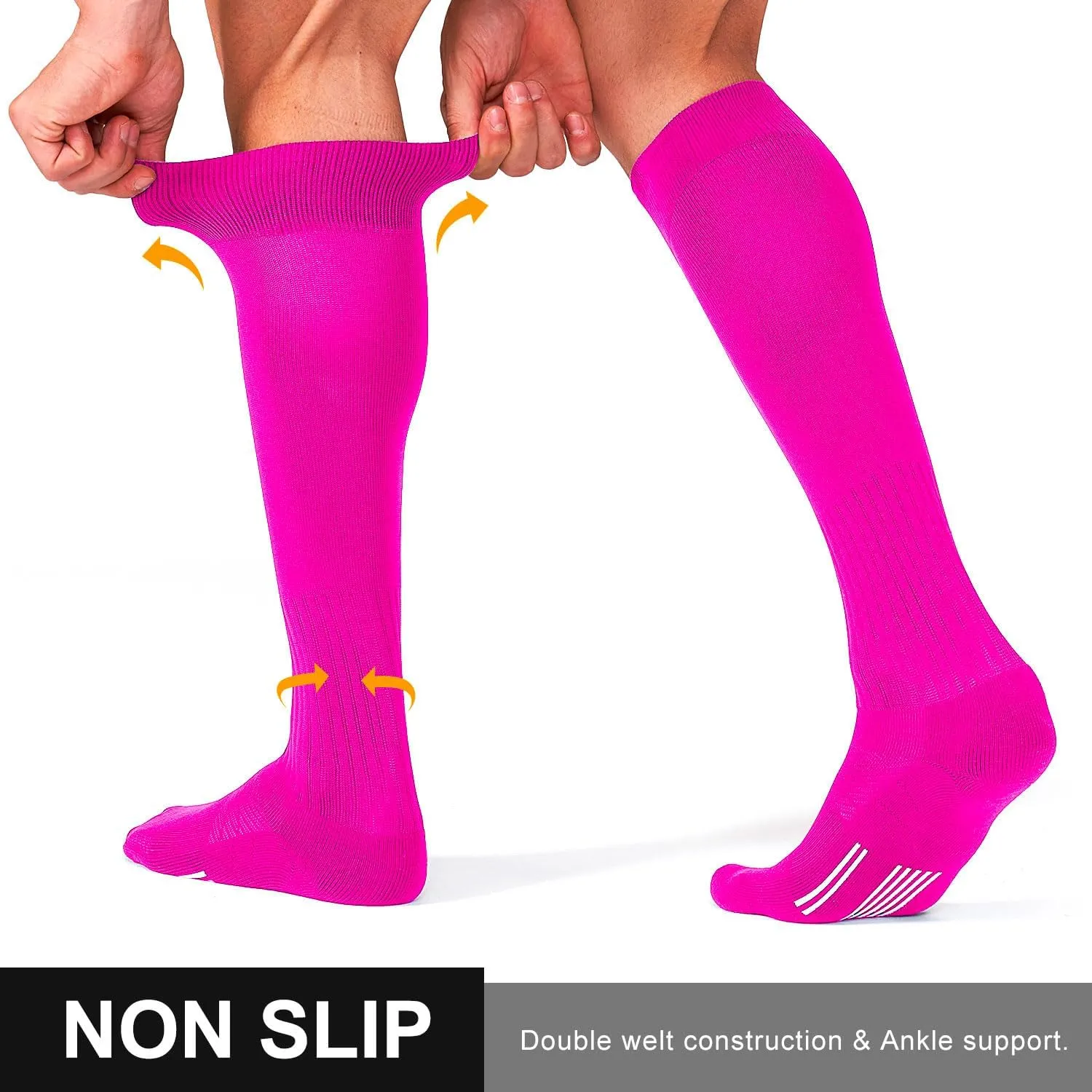 FITRELL 2/3 Pack Soccer Socks Baseball Softball For Youth Kids Boys Girls, Over-The-Calf Football Socks for Adult Men Women