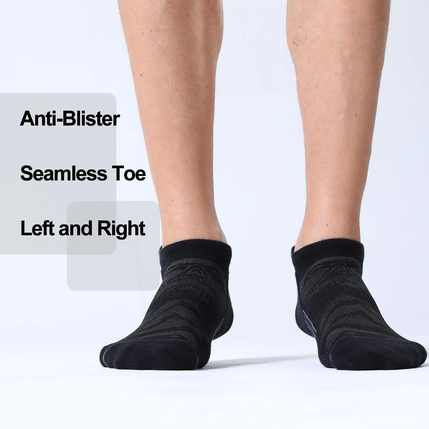 FITRELL 6 Pack Men's Ankle Running Socks Low Cut Cushioned Athletic Sports Socks 7-9/9-12/12-15