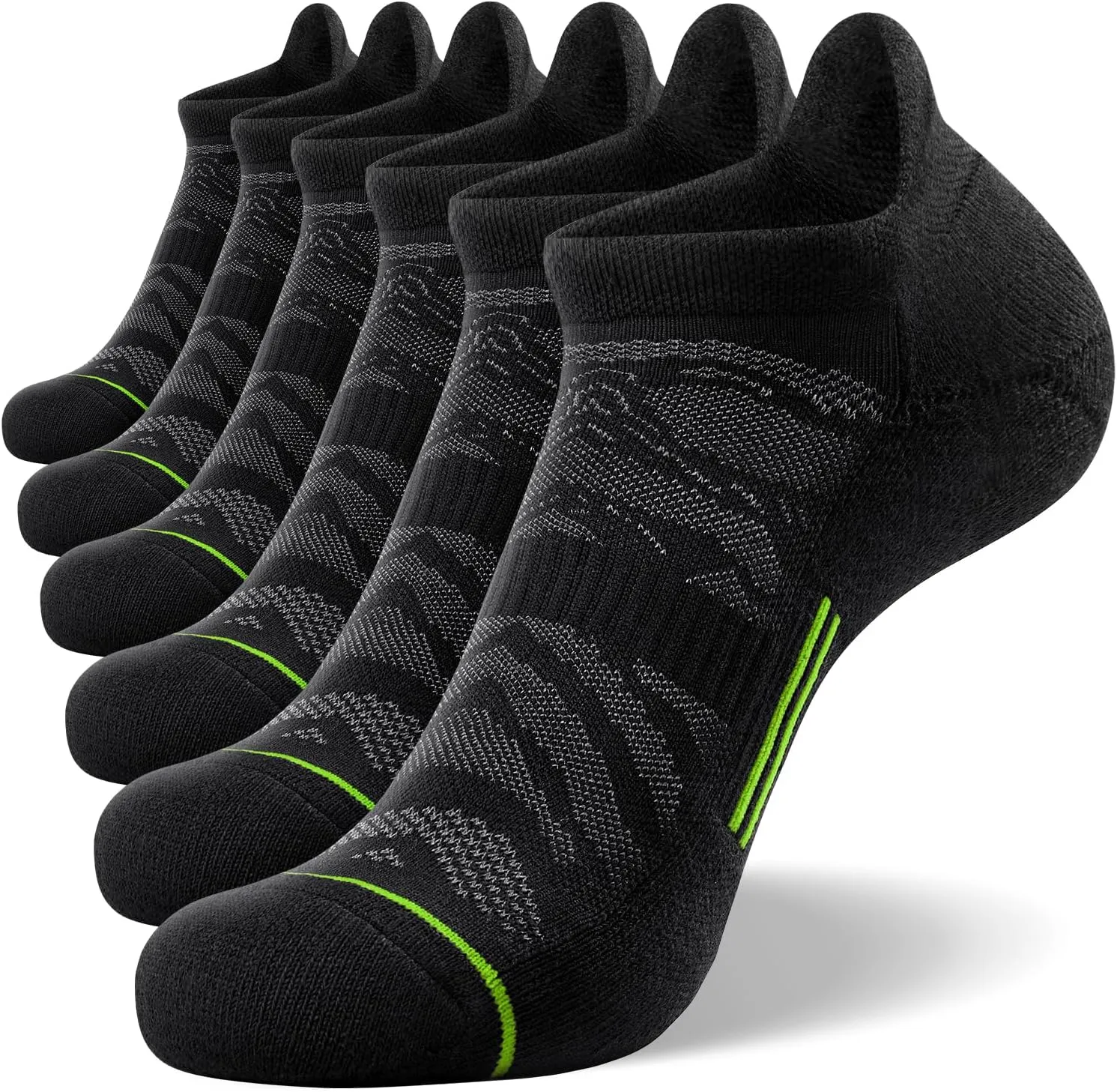FITRELL 6 Pack Men's Ankle Running Socks Low Cut Cushioned Athletic Sports Socks 7-9/9-12/12-15