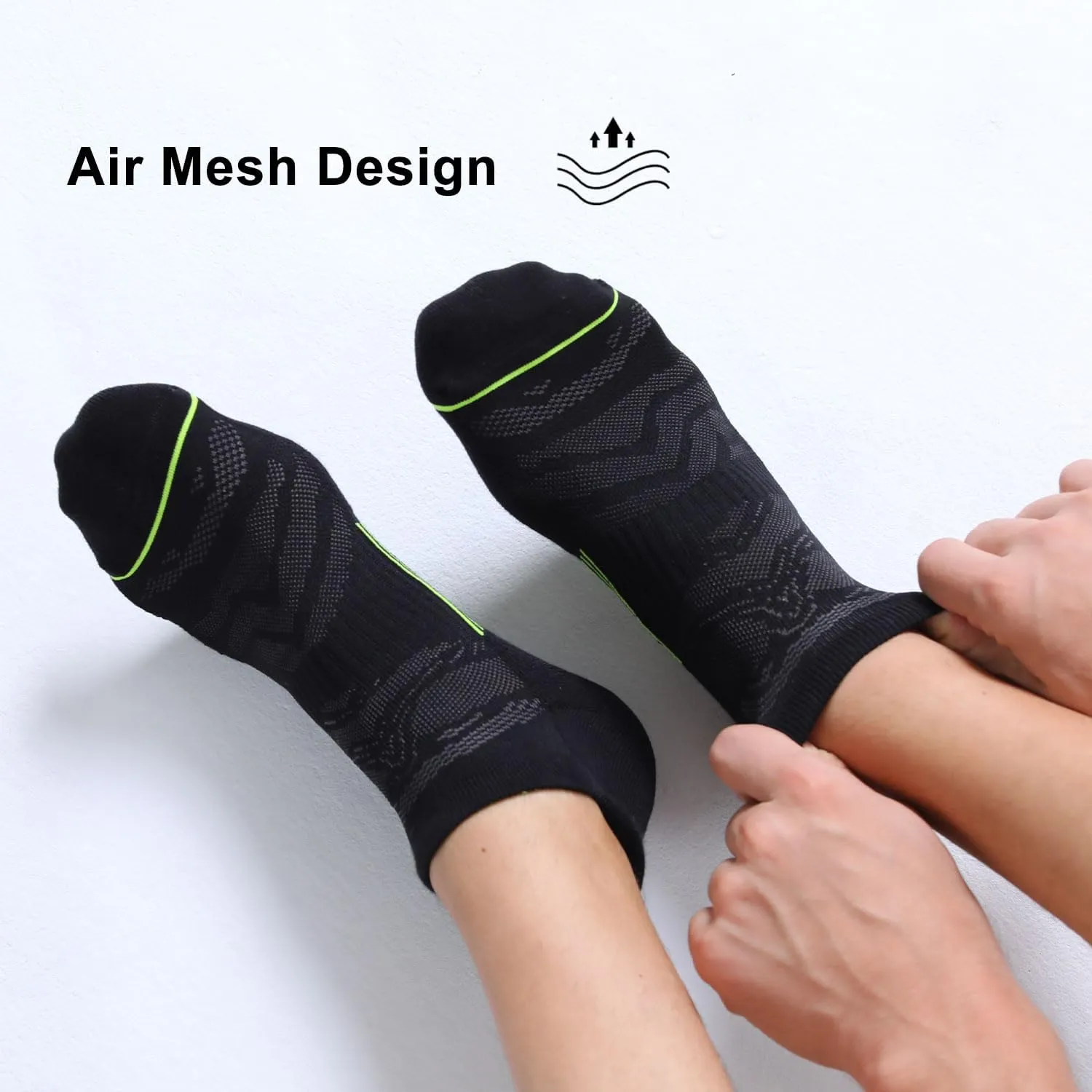 FITRELL 6 Pack Men's Ankle Running Socks Low Cut Cushioned Athletic Sports Socks 7-9/9-12/12-15