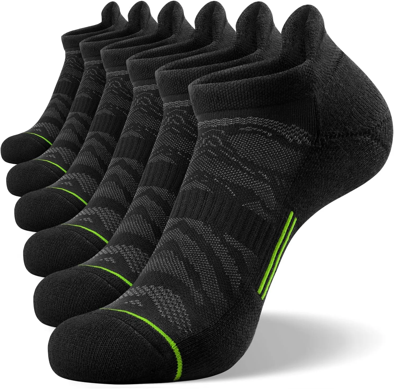 FITRELL 6 Pack Men's Ankle Running Socks Low Cut Cushioned Athletic Sports Socks 7-9/9-12/12-15