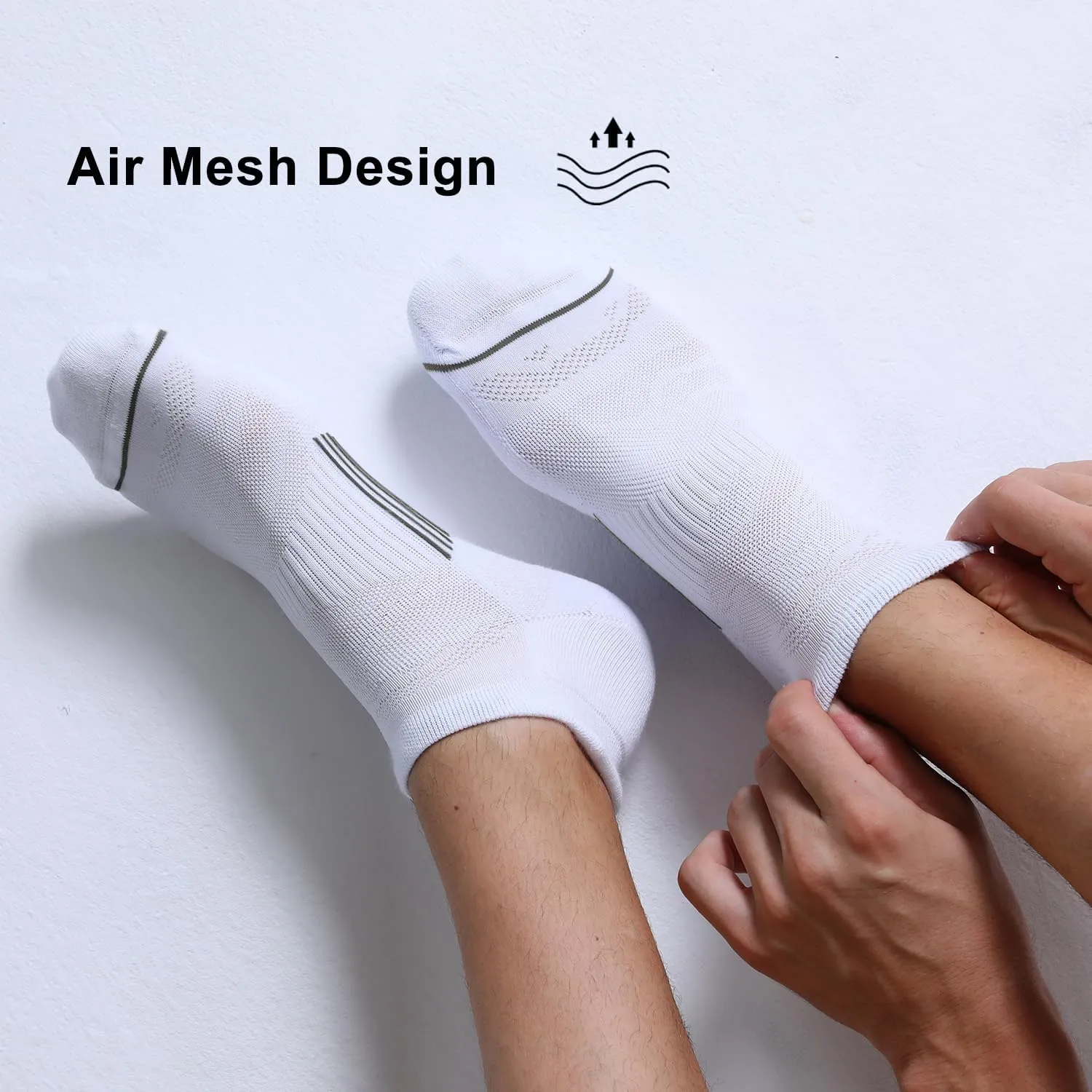 FITRELL 6 Pack Men's Ankle Running Socks Low Cut Cushioned Athletic Sports Socks 7-9/9-12/12-15