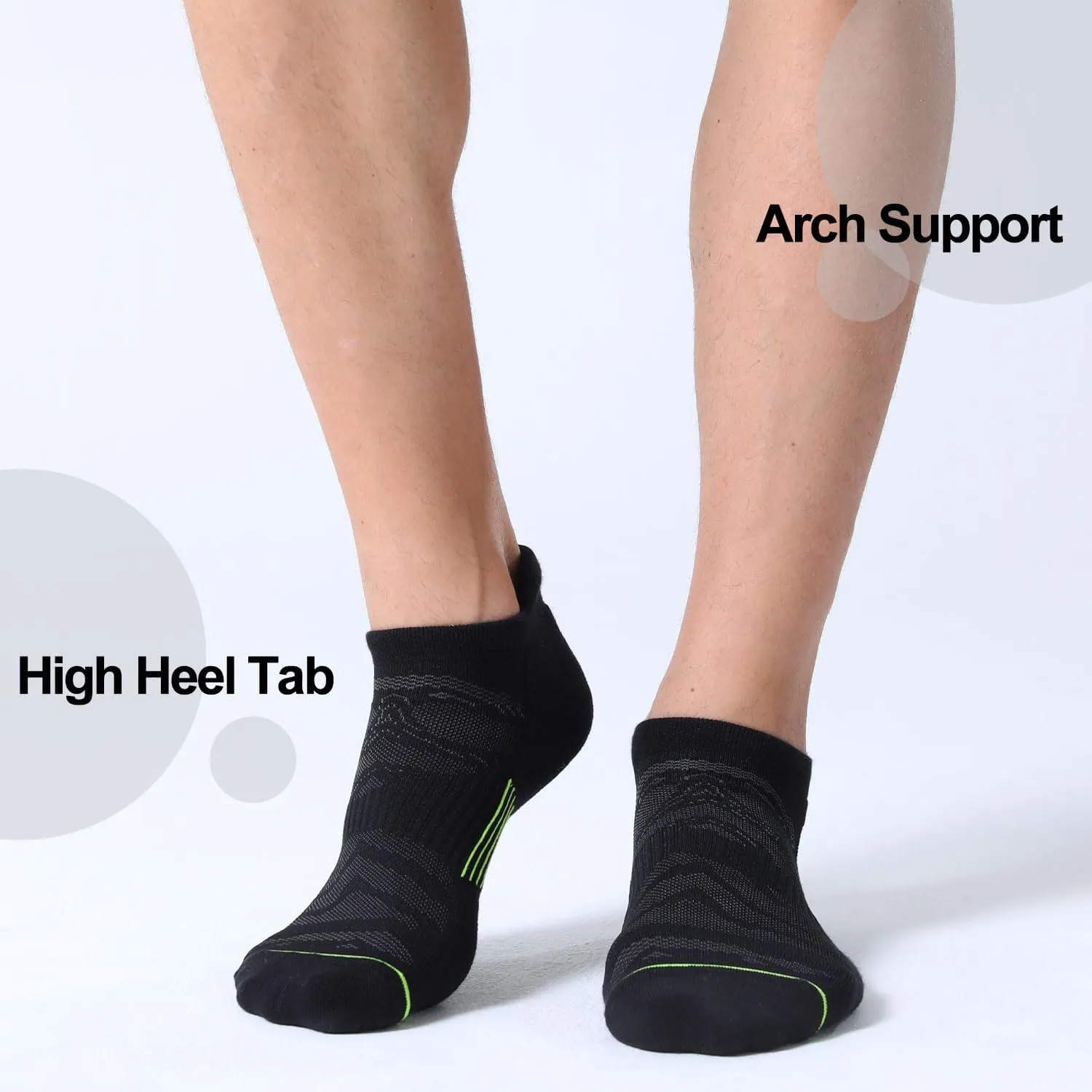 FITRELL 6 Pack Men's Ankle Running Socks Low Cut Cushioned Athletic Sports Socks 7-9/9-12/12-15