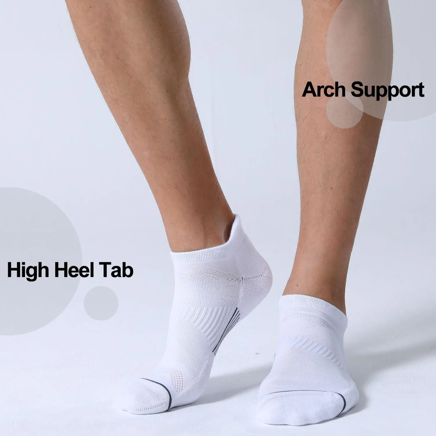 FITRELL 6 Pack Men's Ankle Running Socks Low Cut Cushioned Athletic Sports Socks 7-9/9-12/12-15