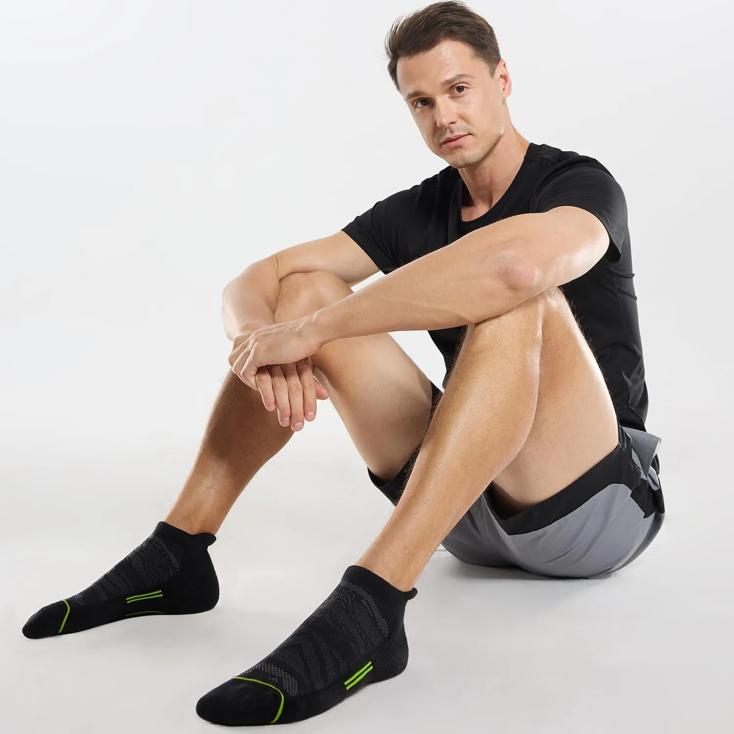 FITRELL 6 Pack Men's Ankle Running Socks Low Cut Cushioned Athletic Sports Socks 7-9/9-12/12-15