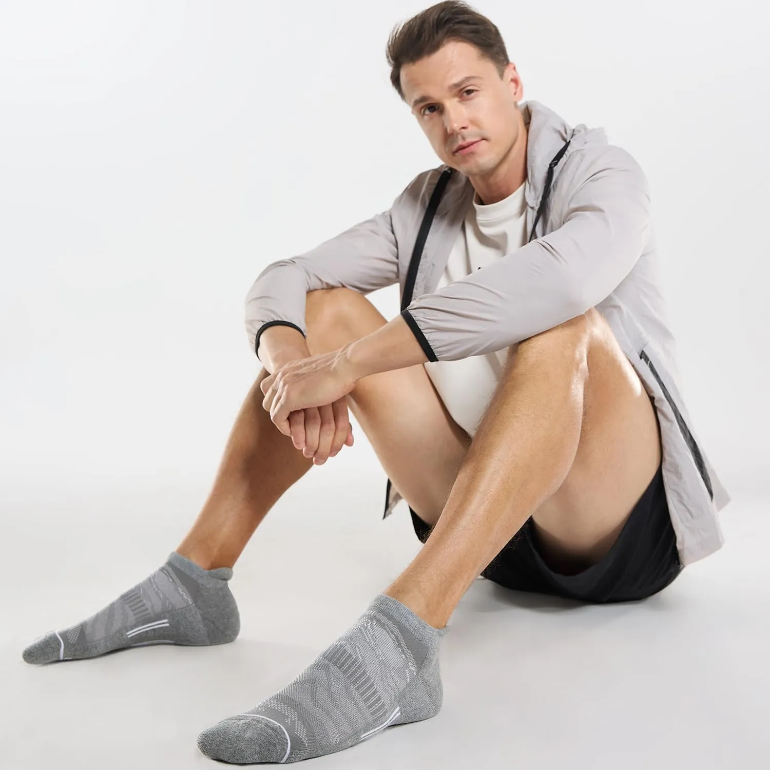 FITRELL 6 Pack Men's Ankle Running Socks Low Cut Cushioned Athletic Sports Socks 7-9/9-12/12-15