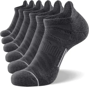 FITRELL 6 Pack Men's Ankle Running Socks Low Cut Cushioned Athletic Sports Socks 7-9/9-12/12-15