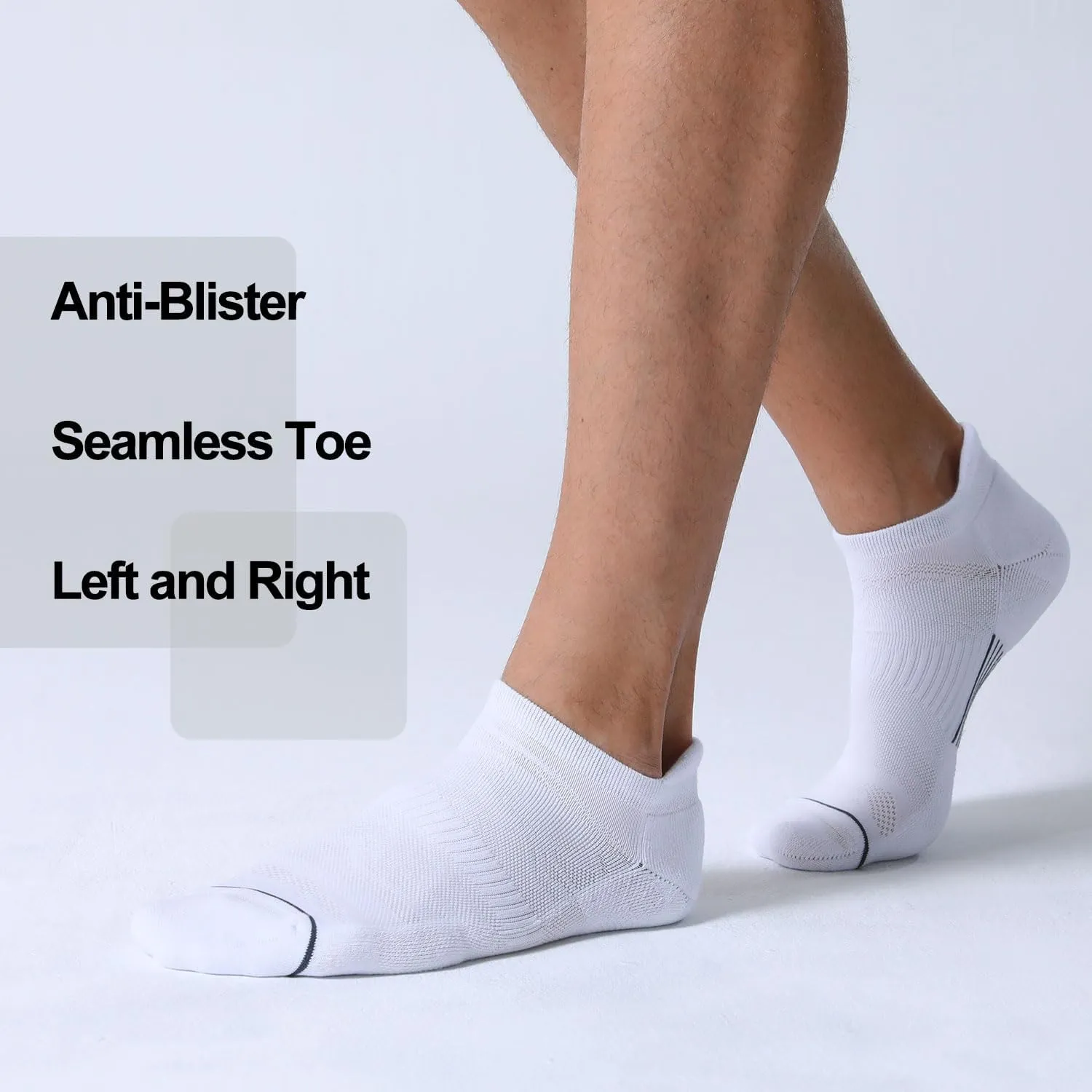 FITRELL 6 Pack Men's Ankle Running Socks Low Cut Cushioned Athletic Sports Socks 7-9/9-12/12-15