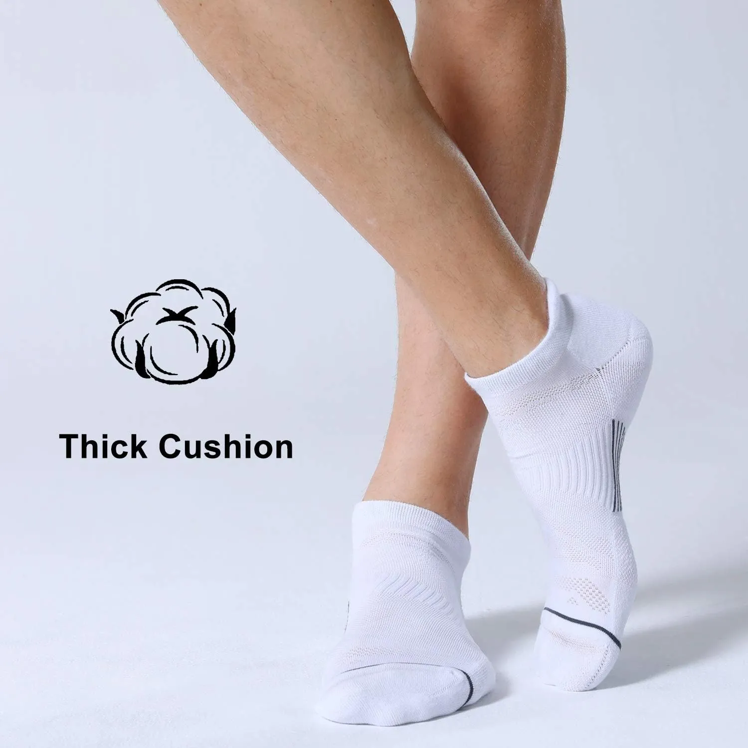 FITRELL 6 Pack Men's Ankle Running Socks Low Cut Cushioned Athletic Sports Socks 7-9/9-12/12-15
