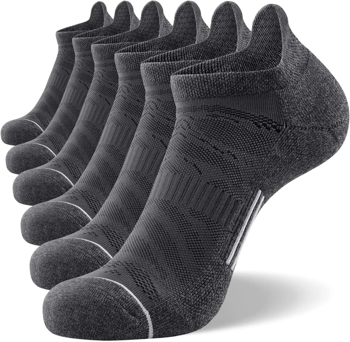 FITRELL 6 Pack Men's Ankle Running Socks Low Cut Cushioned Athletic Sports Socks 7-9/9-12/12-15