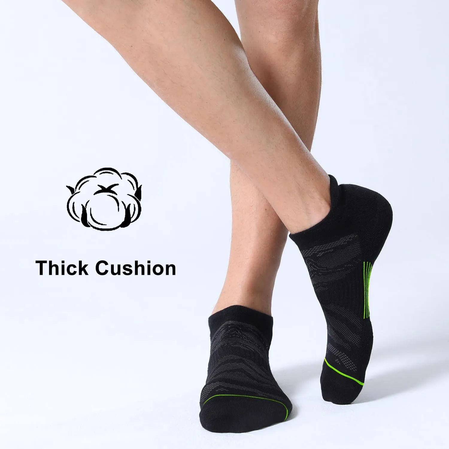 FITRELL 6 Pack Men's Ankle Running Socks Low Cut Cushioned Athletic Sports Socks 7-9/9-12/12-15