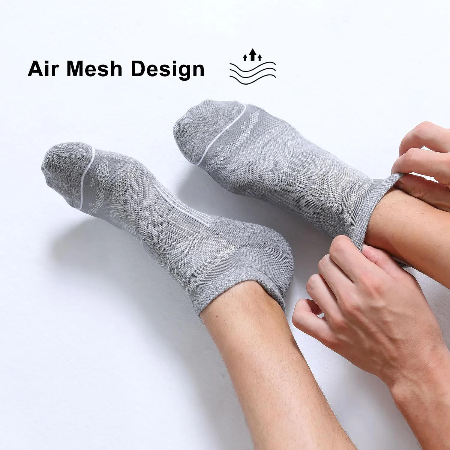 FITRELL 6 Pack Men's Ankle Running Socks Low Cut Cushioned Athletic Sports Socks 7-9/9-12/12-15