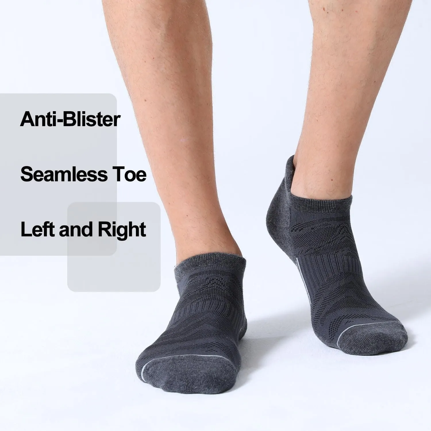 FITRELL 6 Pack Men's Ankle Running Socks Low Cut Cushioned Athletic Sports Socks 7-9/9-12/12-15
