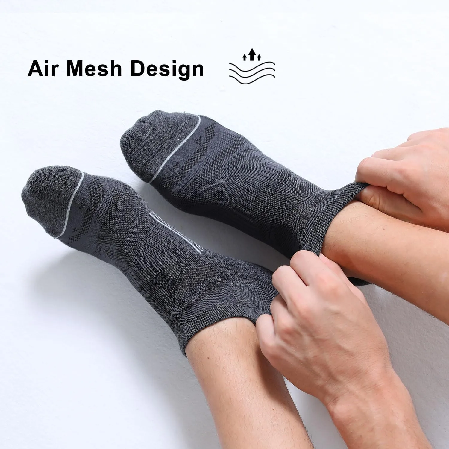 FITRELL 6 Pack Men's Ankle Running Socks Low Cut Cushioned Athletic Sports Socks 7-9/9-12/12-15