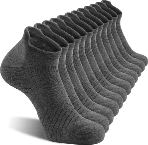 FITRELL 6 Pack Men's Athletic Running Ankle Socks Cushioned Wicking Anti-Blister Breathable Low Cut Tab Sport Socks