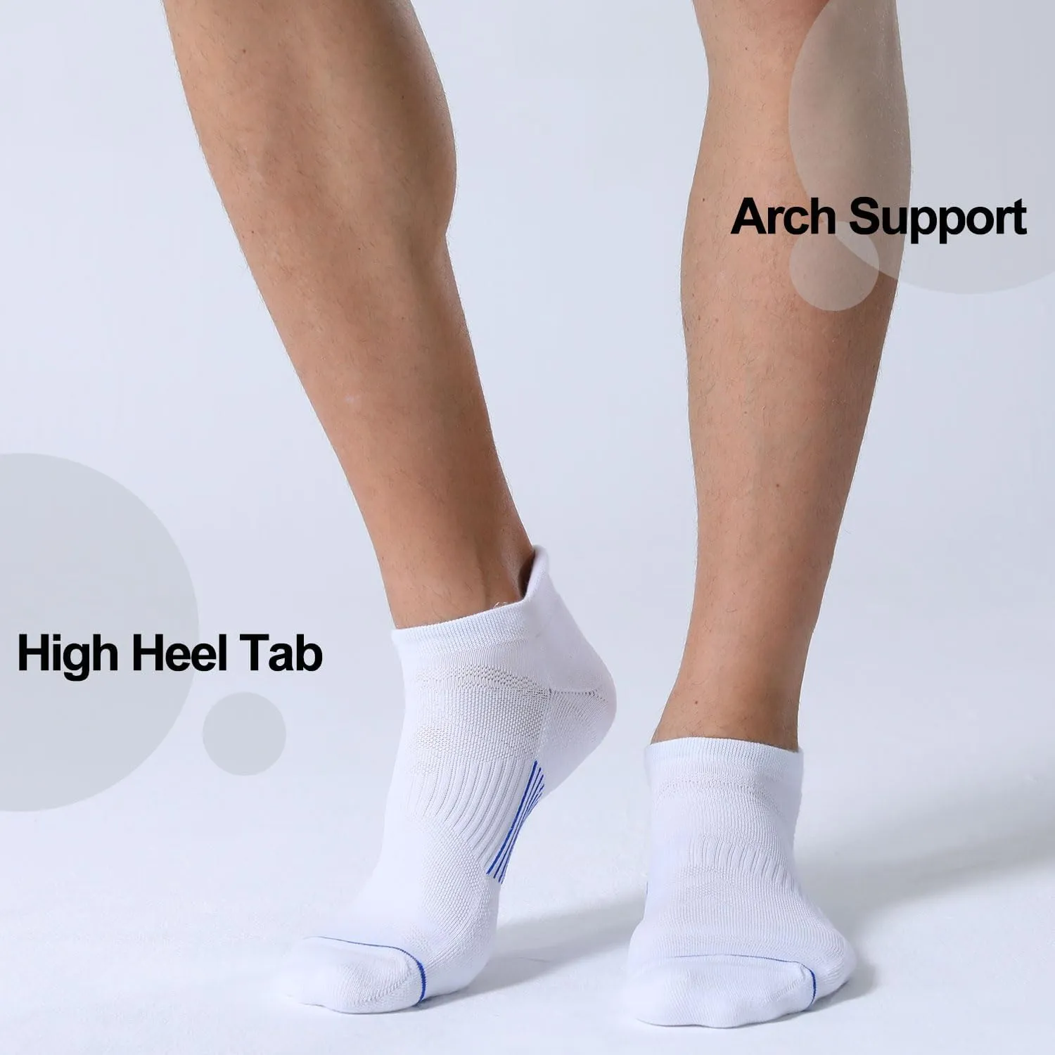 FITRELL Men's 6 Pack Ankle Running Socks Low Cut Cushioned Athletic Sports Socks 7-9/9-12/12-15