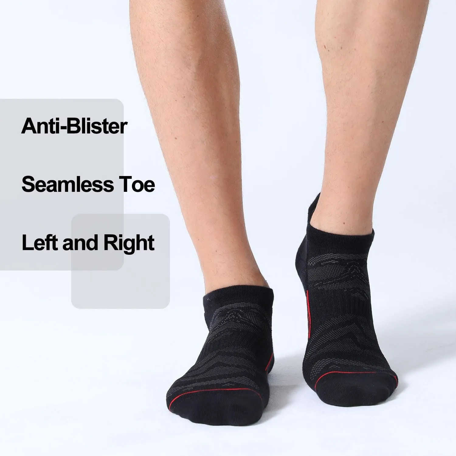 FITRELL Men's 6 Pack Ankle Running Socks Low Cut Cushioned Athletic Sports Socks 7-9/9-12/12-15