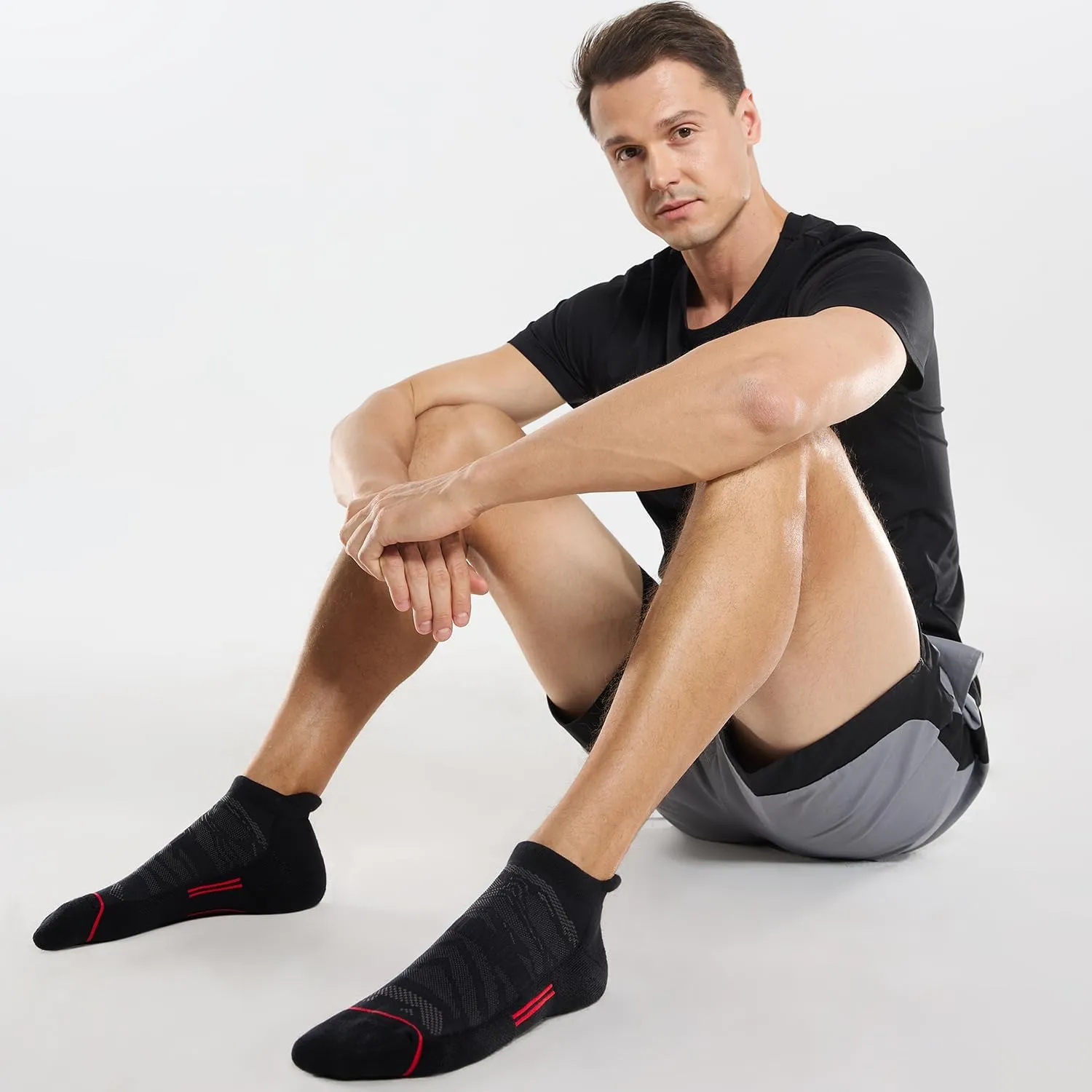 FITRELL Men's 6 Pack Ankle Running Socks Low Cut Cushioned Athletic Sports Socks 7-9/9-12/12-15