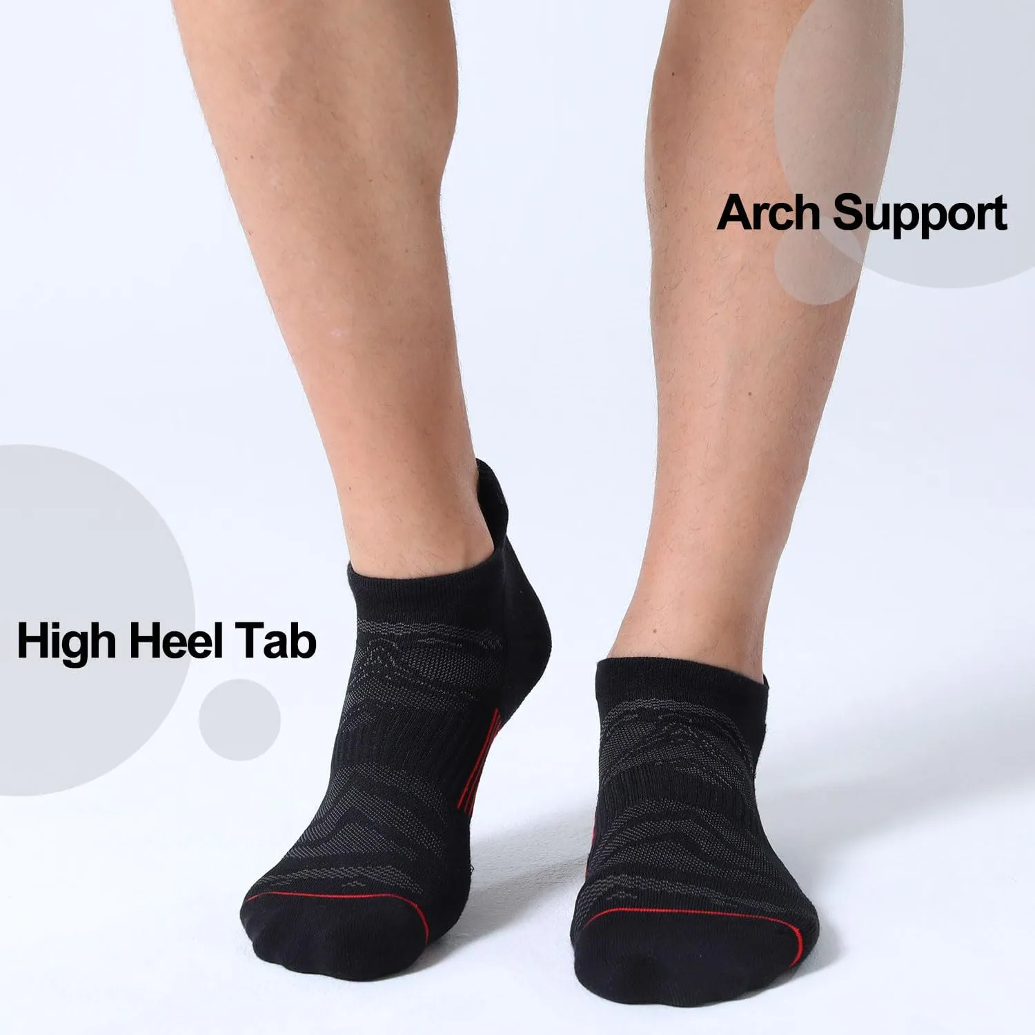FITRELL Men's 6 Pack Ankle Running Socks Low Cut Cushioned Athletic Sports Socks 7-9/9-12/12-15