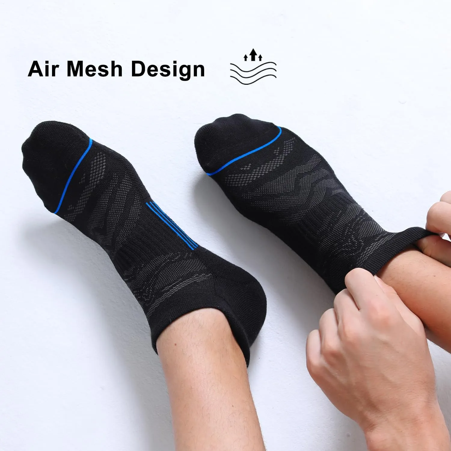 FITRELL Men's 6 Pack Ankle Running Socks Low Cut Cushioned Athletic Sports Socks 7-9/9-12/12-15