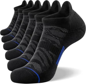 FITRELL Men's 6 Pack Ankle Running Socks Low Cut Cushioned Athletic Sports Socks 7-9/9-12/12-15