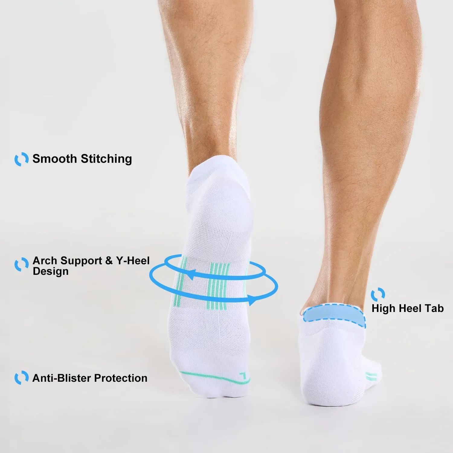 FITRELL Men's 6 Pack Ankle Running Socks Low Cut Cushioned Athletic Sports Socks 7-9/9-12/12-15