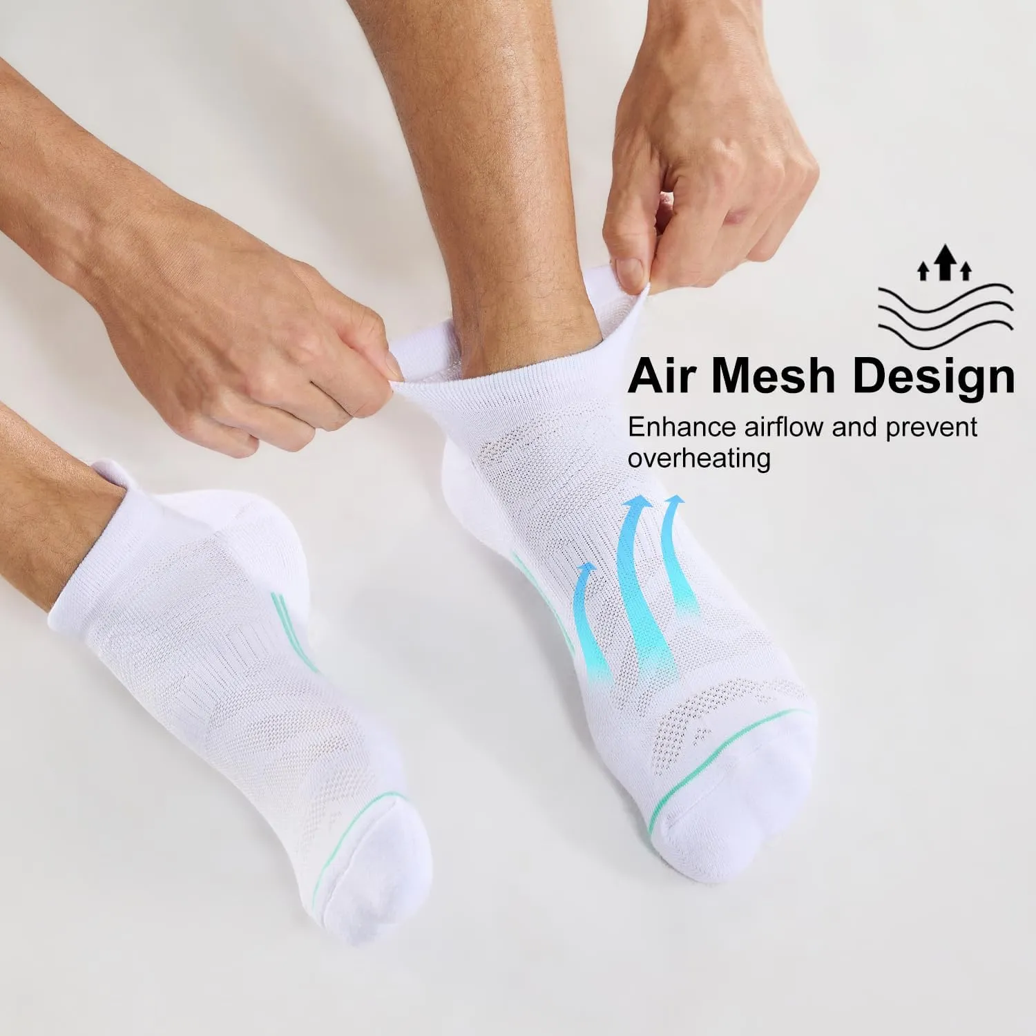 FITRELL Men's 6 Pack Ankle Running Socks Low Cut Cushioned Athletic Sports Socks 7-9/9-12/12-15
