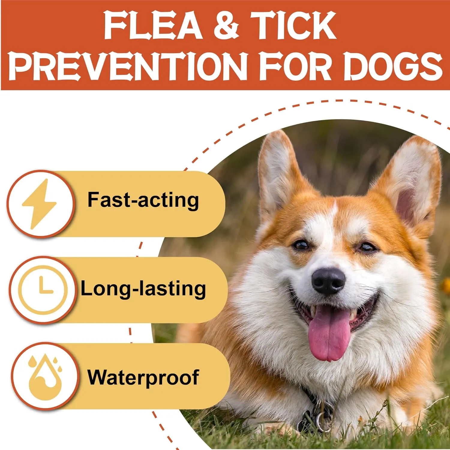 Flea and Tick Prevention for Dogs, Flea and Tick Treatment for Large Dog, Flea & Tick Control, 45-88 Pounds, 6 Doses